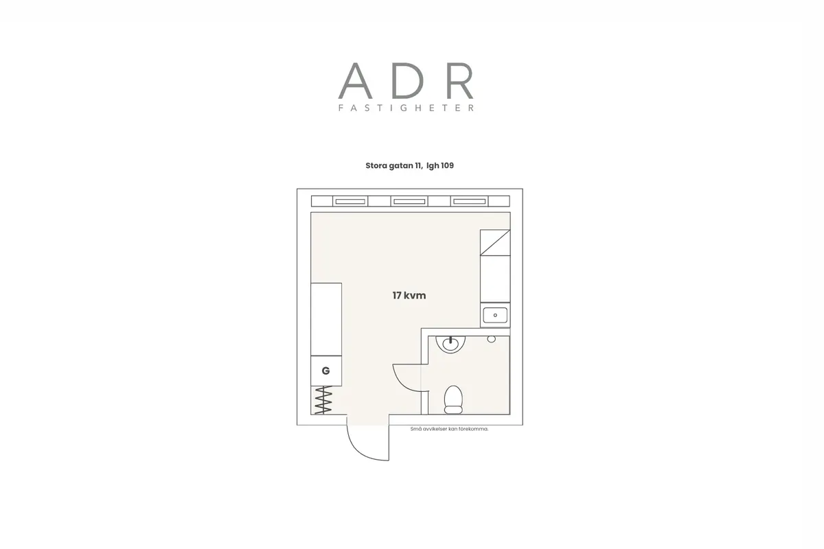 Planlösning för ettan på 17 m²